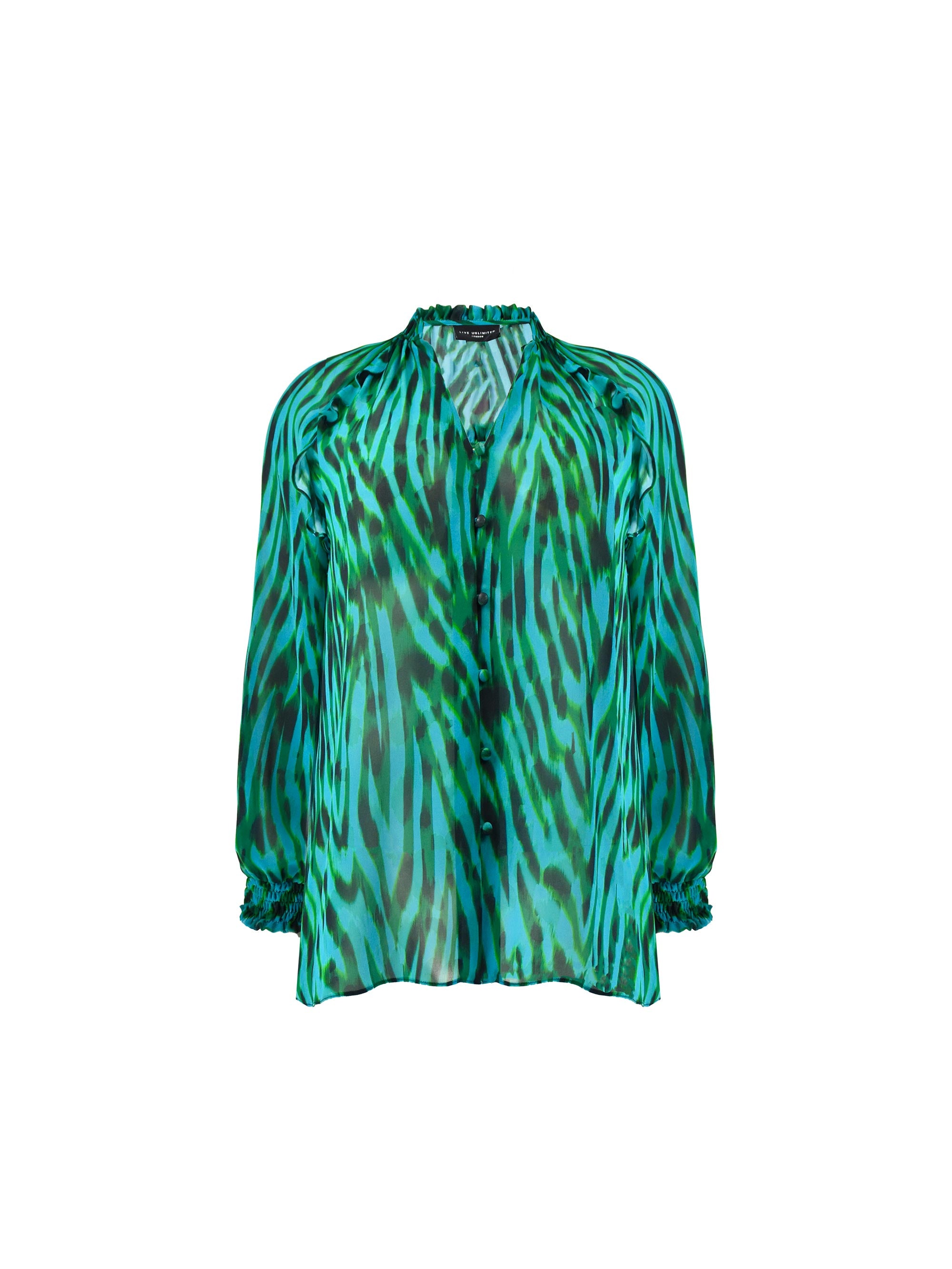 Green animal print blouse best sale