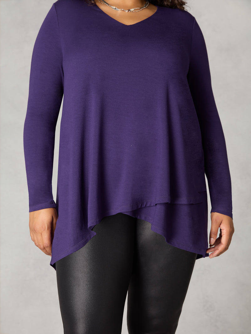 Purple Jersey High Low Tunic