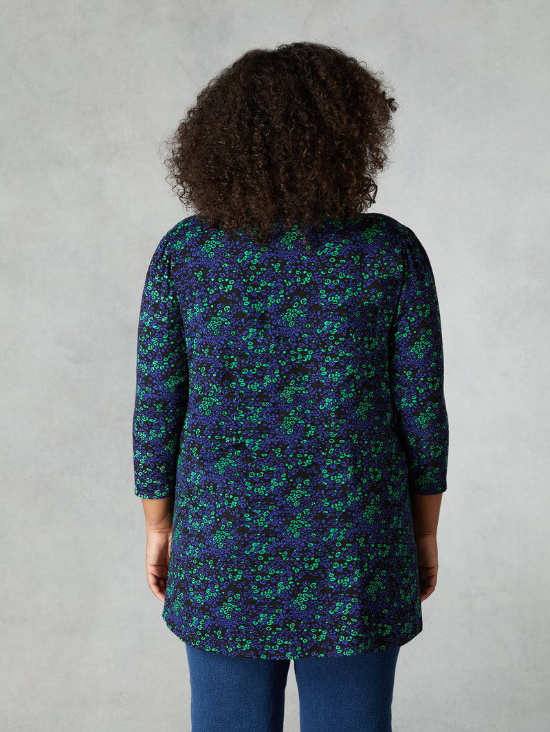 Multi Leopard Print Jersey 3/4 Sleeve Shirt