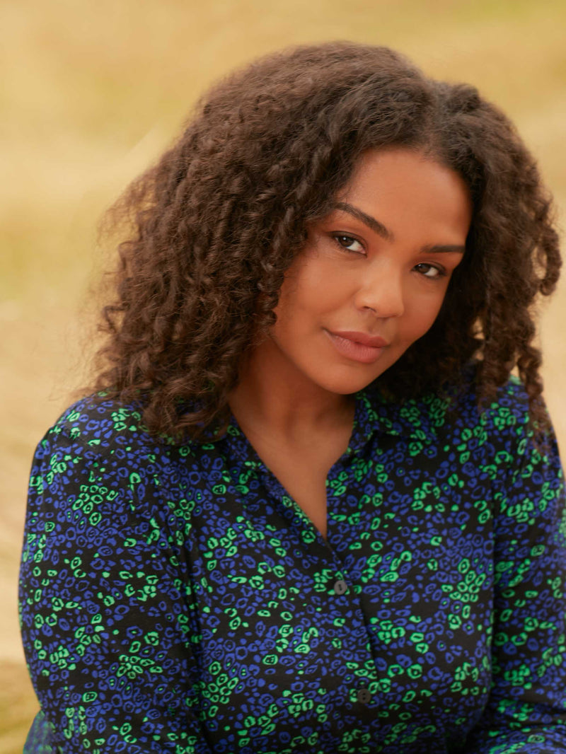 Multi Leopard Print Jersey 3/4 Sleeve Shirt