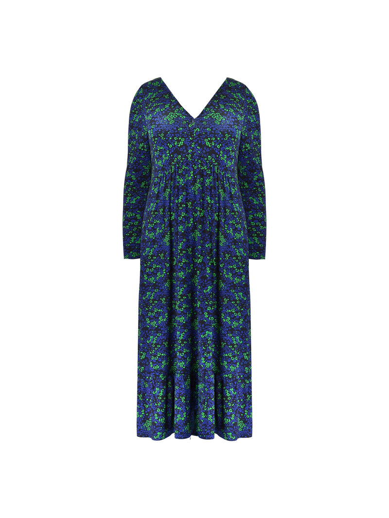 Multi Leopard Print Jersey Relaxed Midi Dress