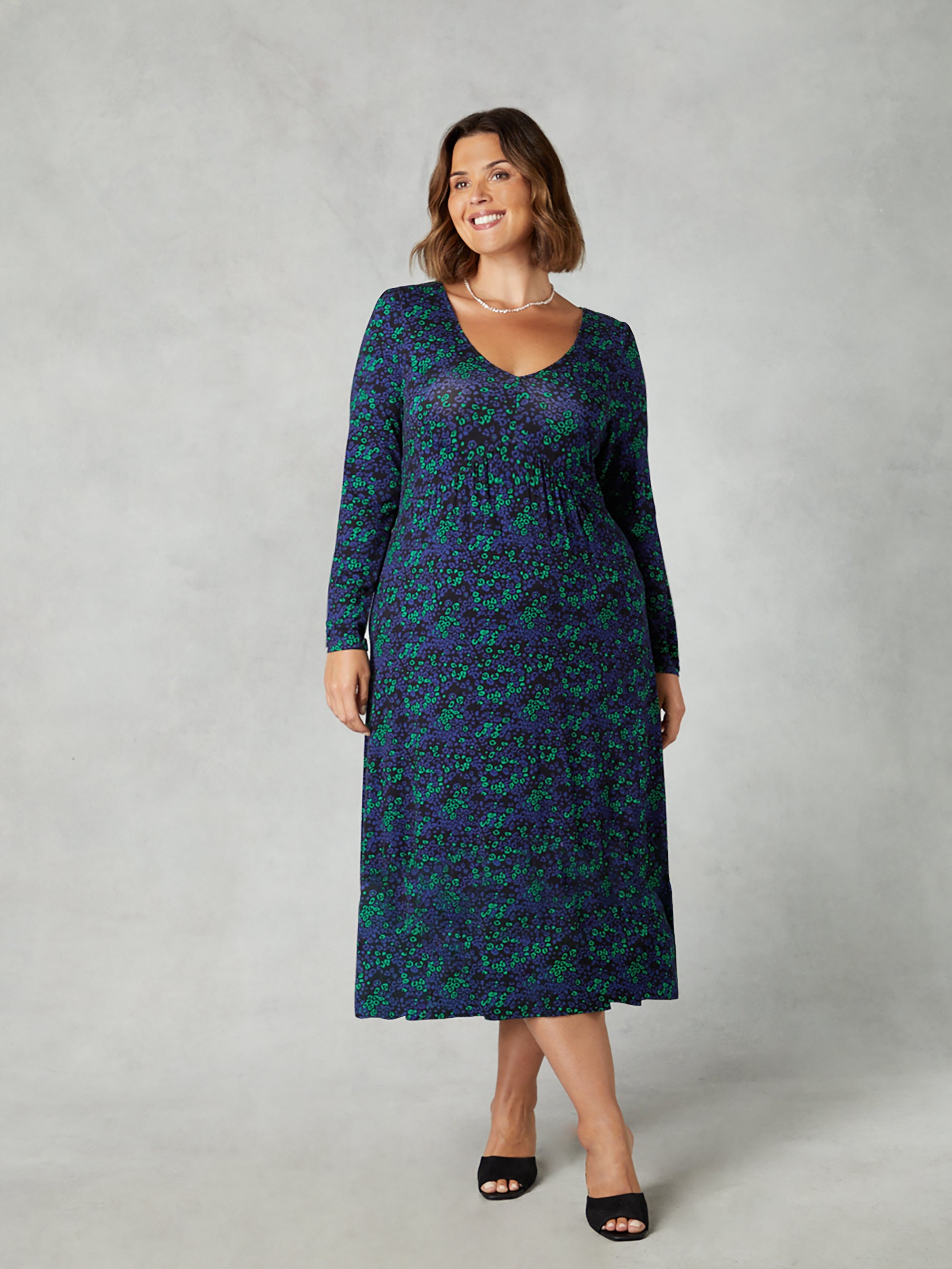 Multi Leopard Print Jersey Relaxed Midi Dress