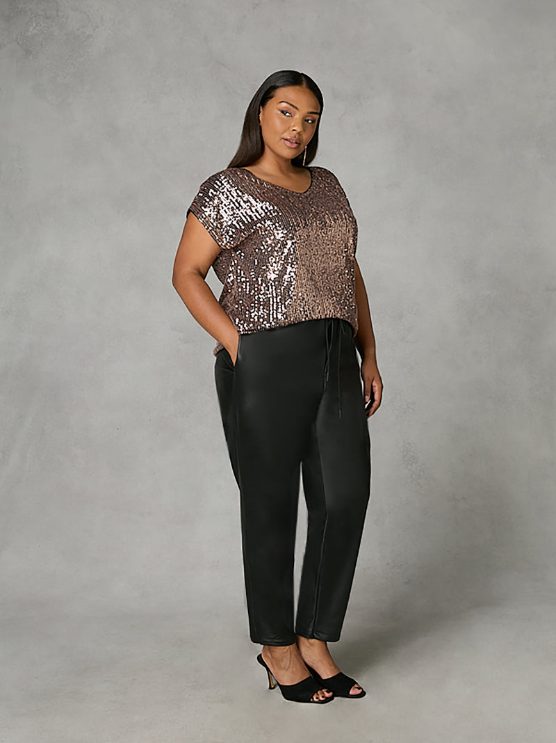 Black Faux Leather Joggers