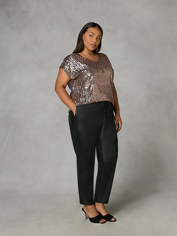 Black Faux Leather Joggers