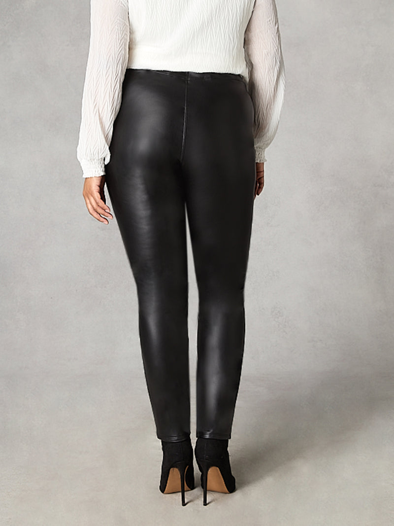 Black Faux Leather Straight Leg Trousers