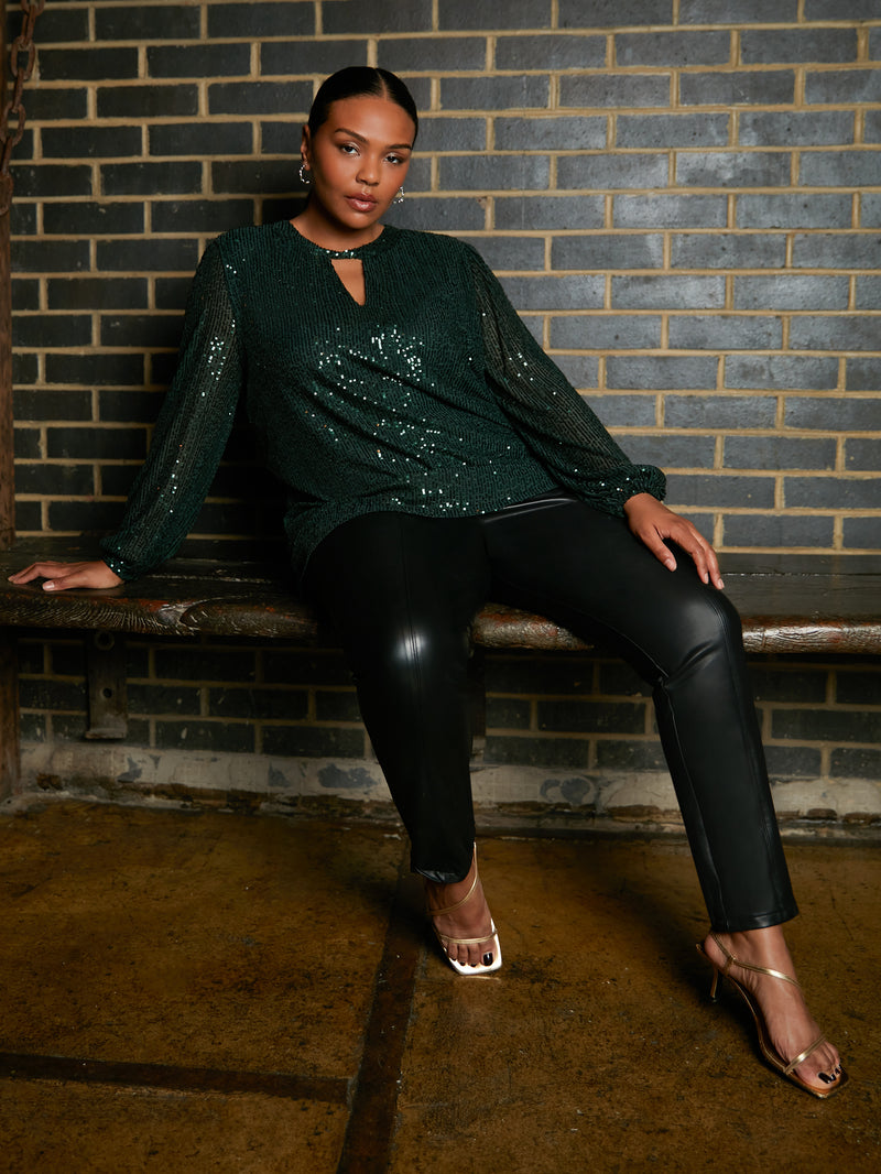 Black Faux Leather Straight Leg Trousers