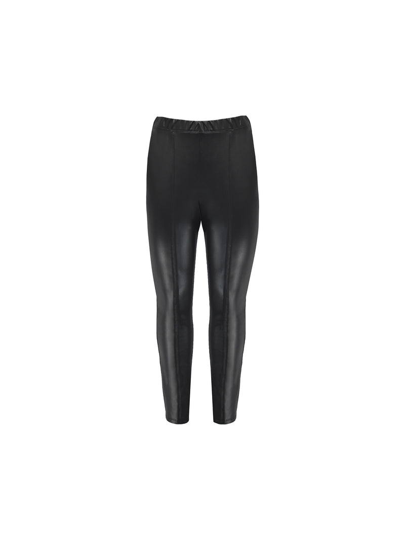 Petite Black Faux Leather Straight Leg Trousers