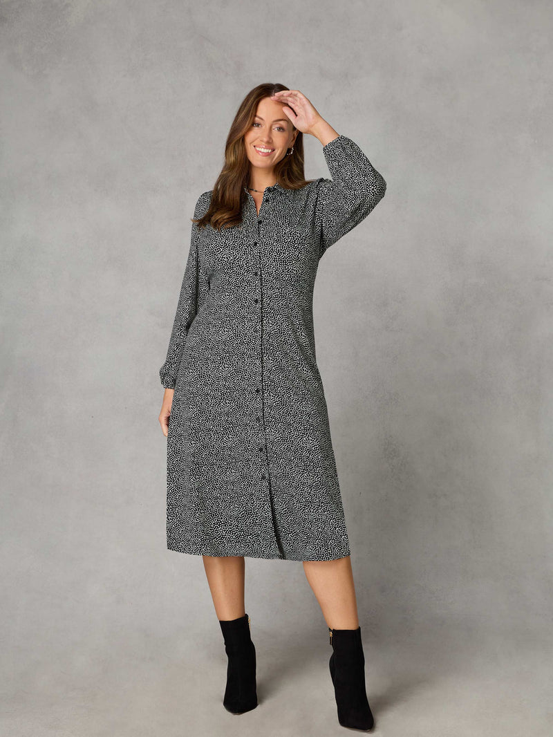 Petite Mono Dash Print Jersey Shirt Dress