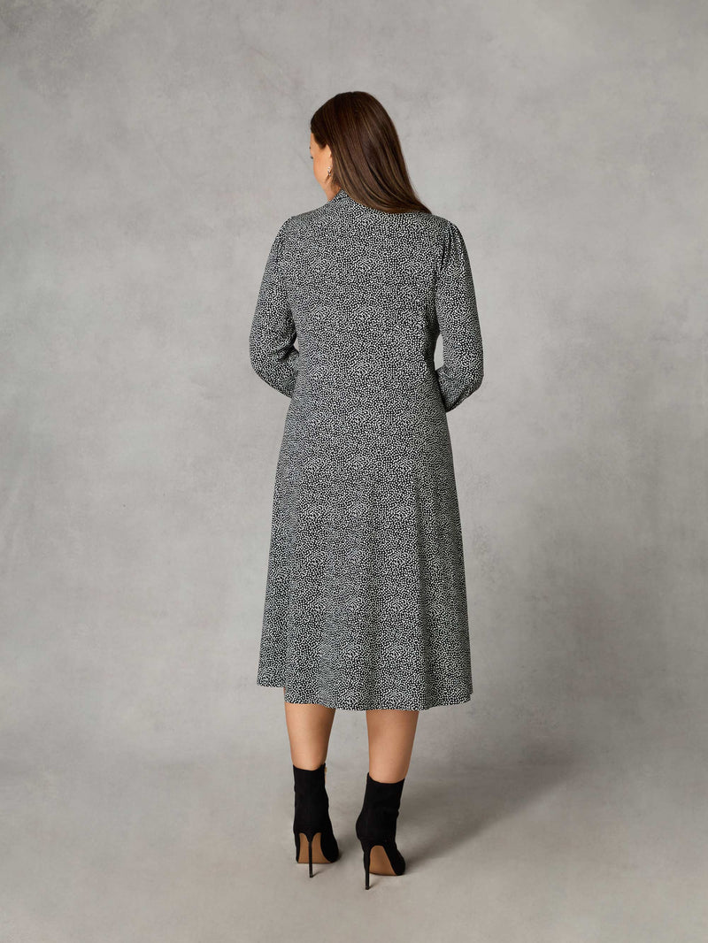 Petite Mono Dash Print Jersey Shirt Dress