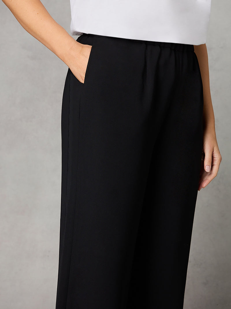 Petite Black Side Stripe Trousers