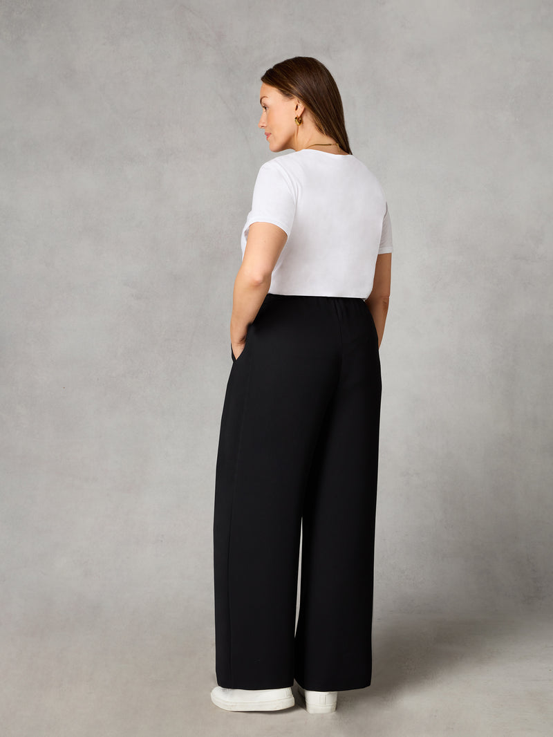 Petite Black Side Stripe Trousers