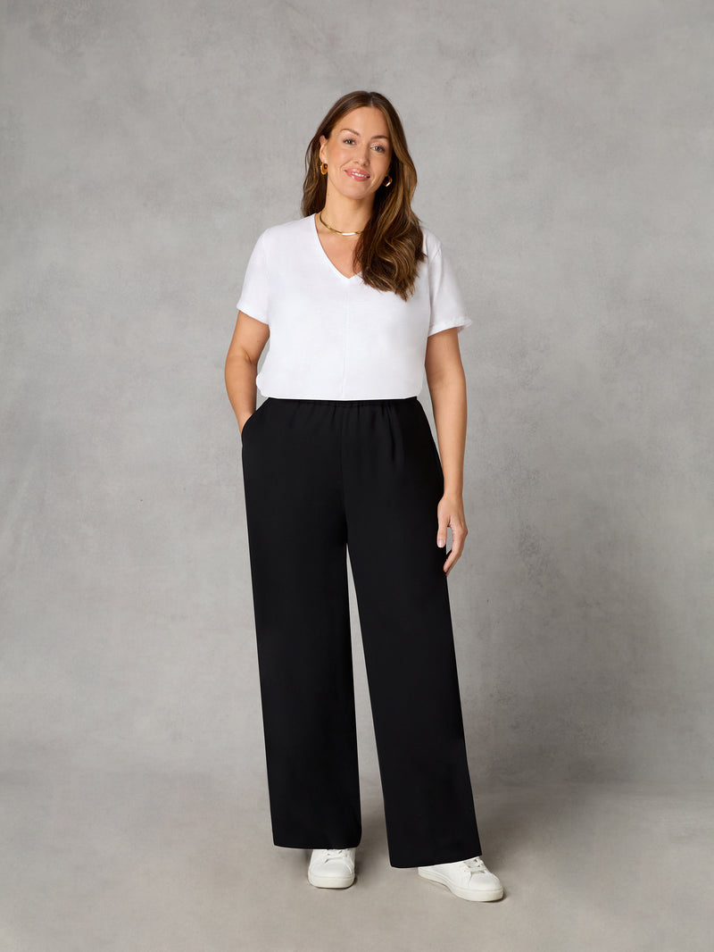 Petite Black Side Stripe Trousers