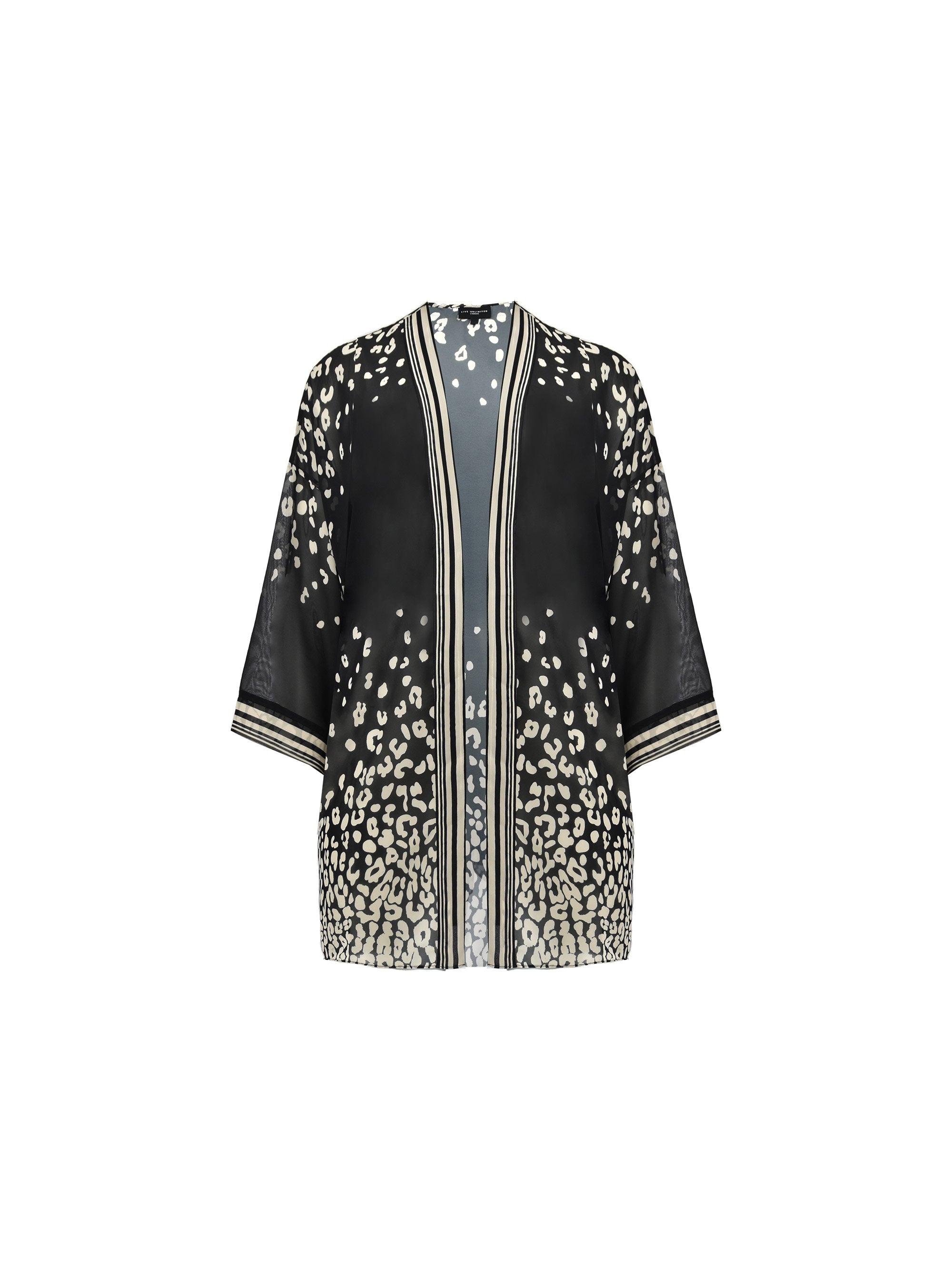 Mono Leopard Print Chiffon Kimono