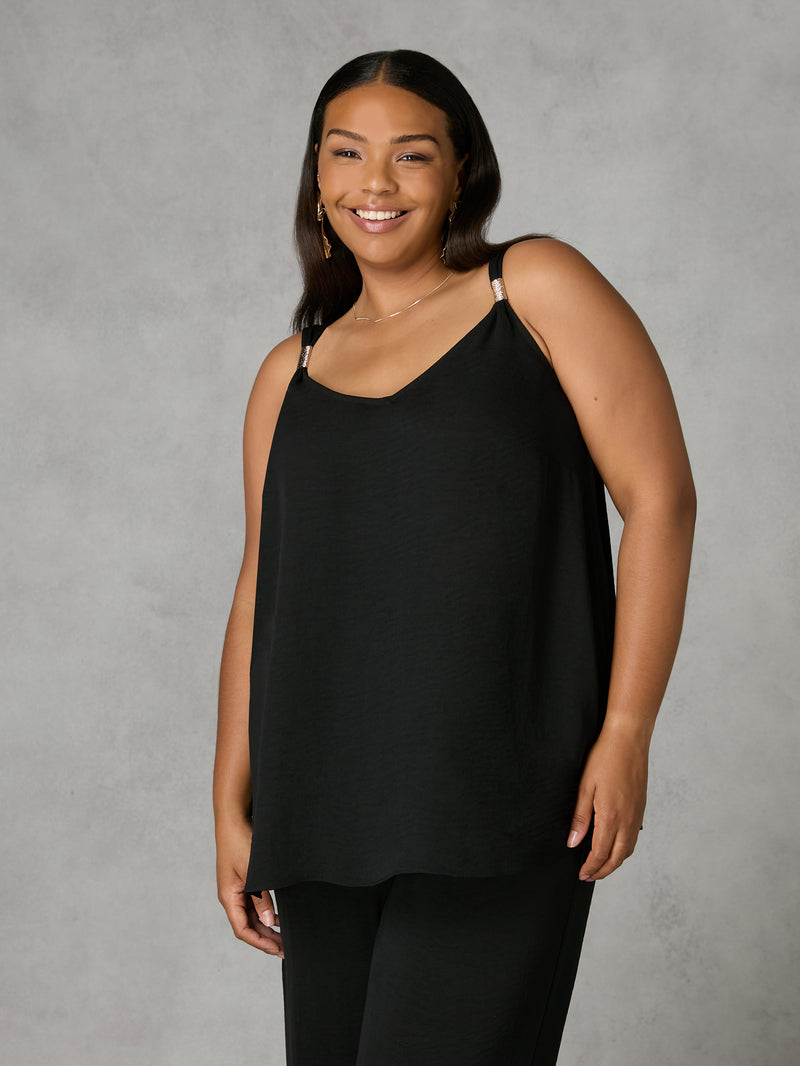 Black Trim Detail Vest Top