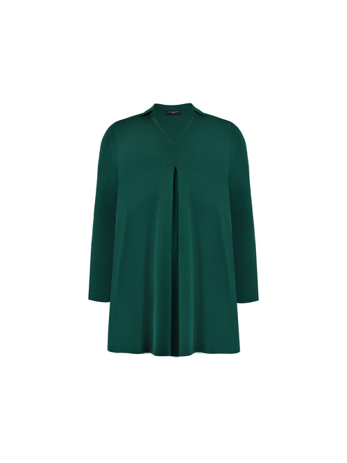 Green Jersey Pleat Front Tunic