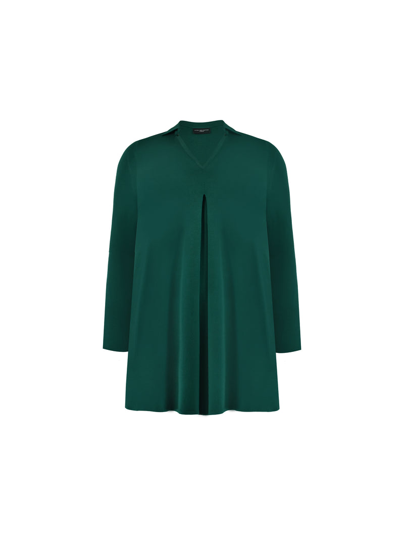 Green Jersey Pleat Front Tunic