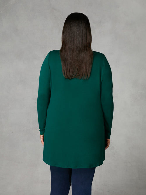 Green Jersey Pleat Front Tunic