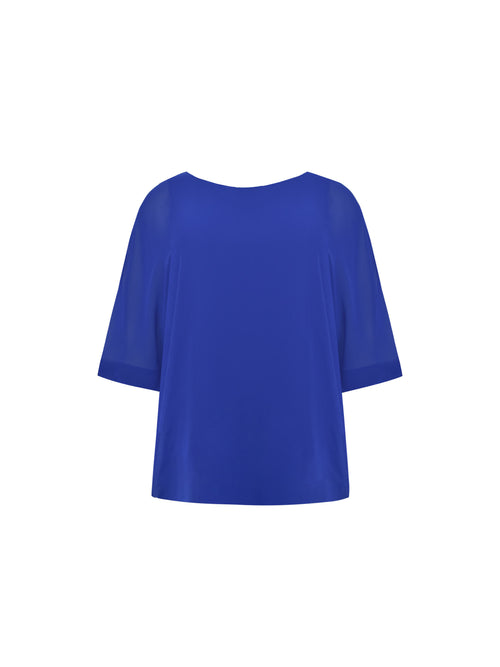 Blue Chiffon Overlay Top