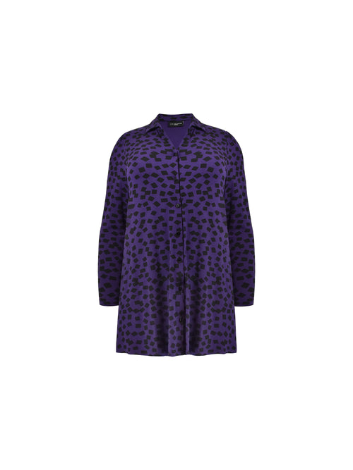 Purple Dash Print Jersey Button Through Shirt