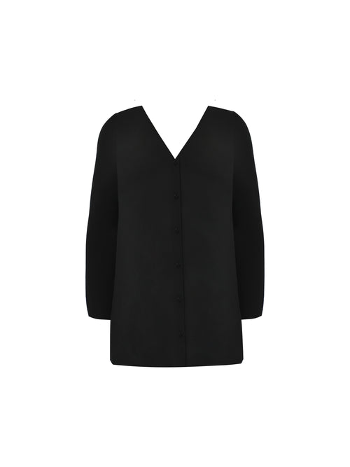 Black Jersey Button Through Shirt