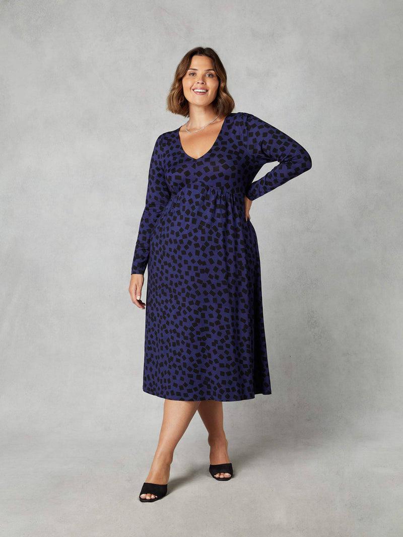 Purple Dash Print Jersey Relaxed Midi Dress