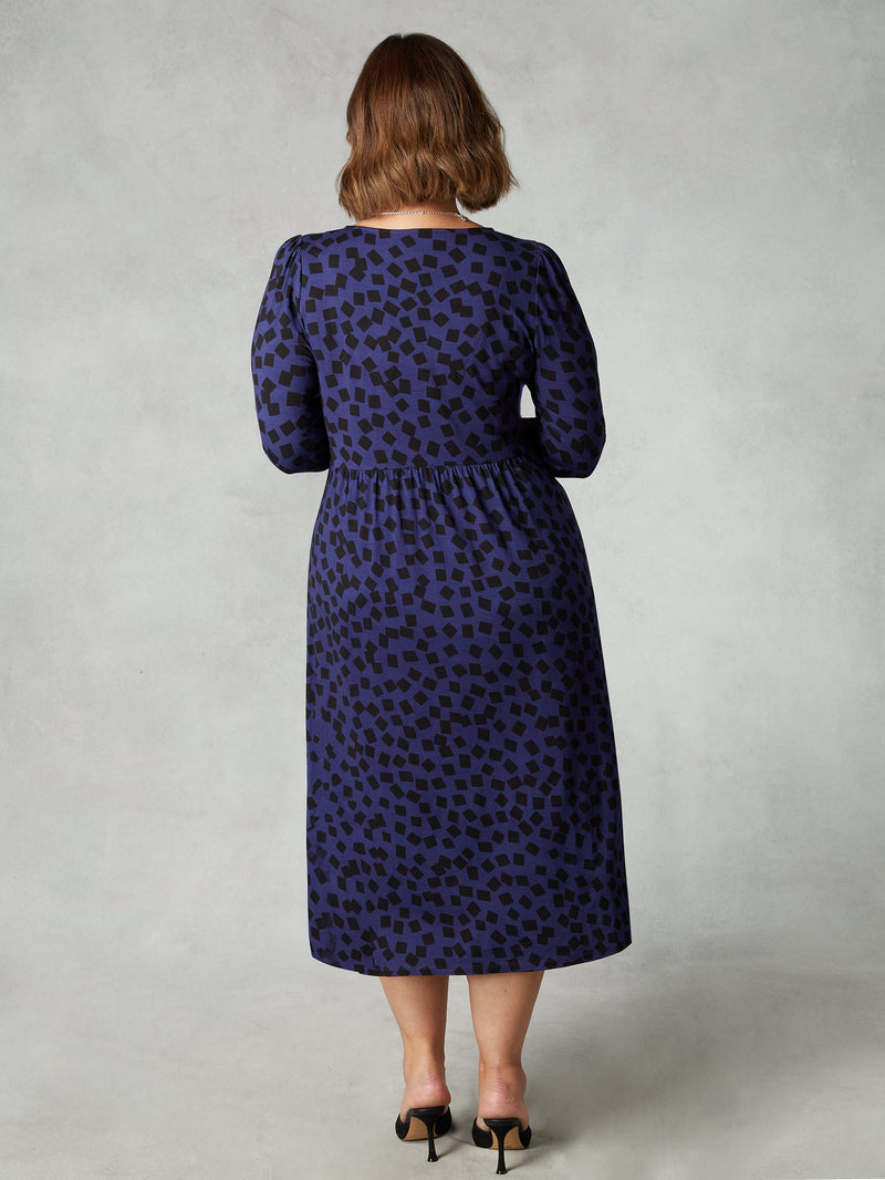 Purple Dash Print Jersey Relaxed Midi Dress