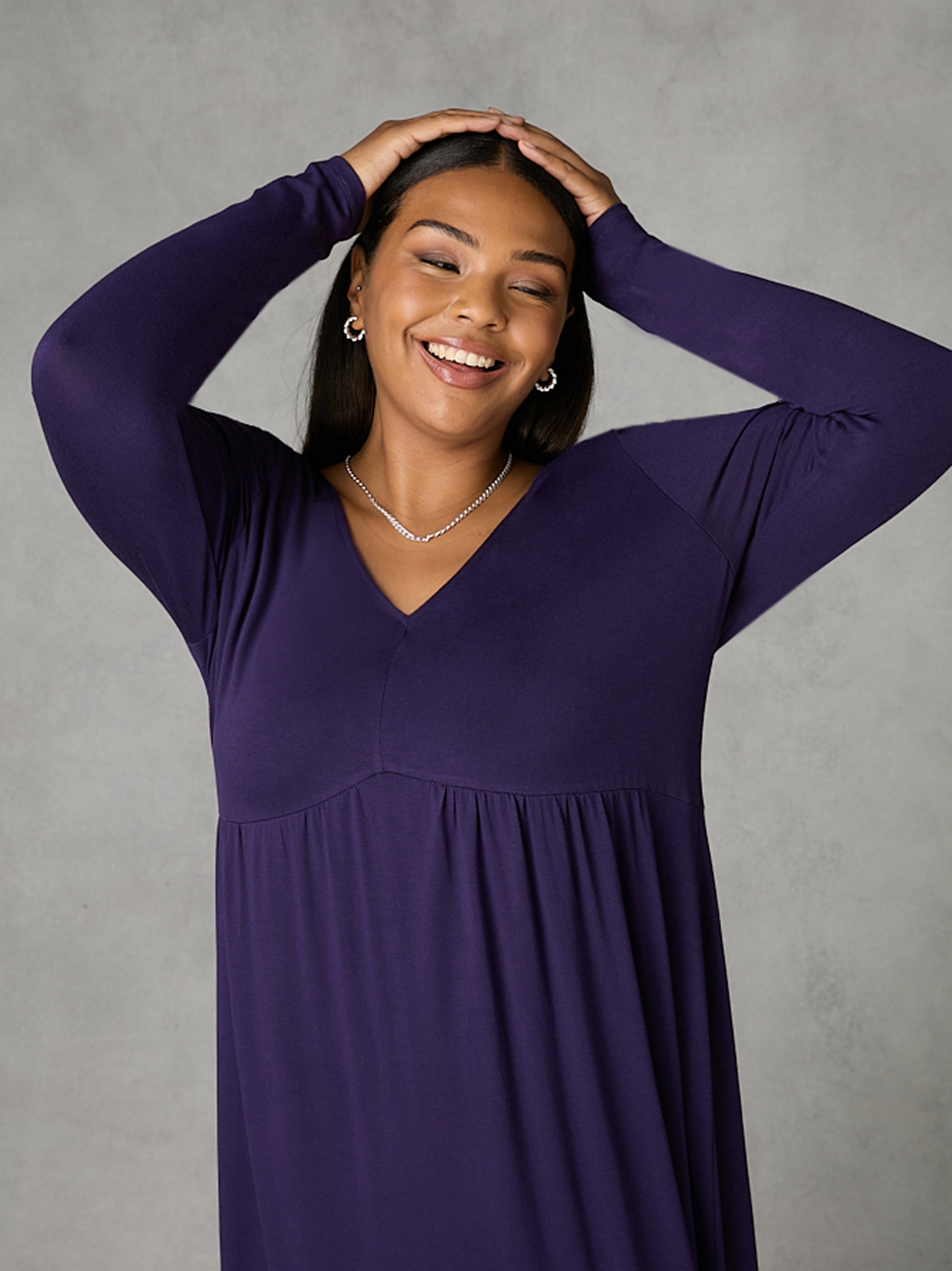 Purple Jersey Relaxed Midi Dress