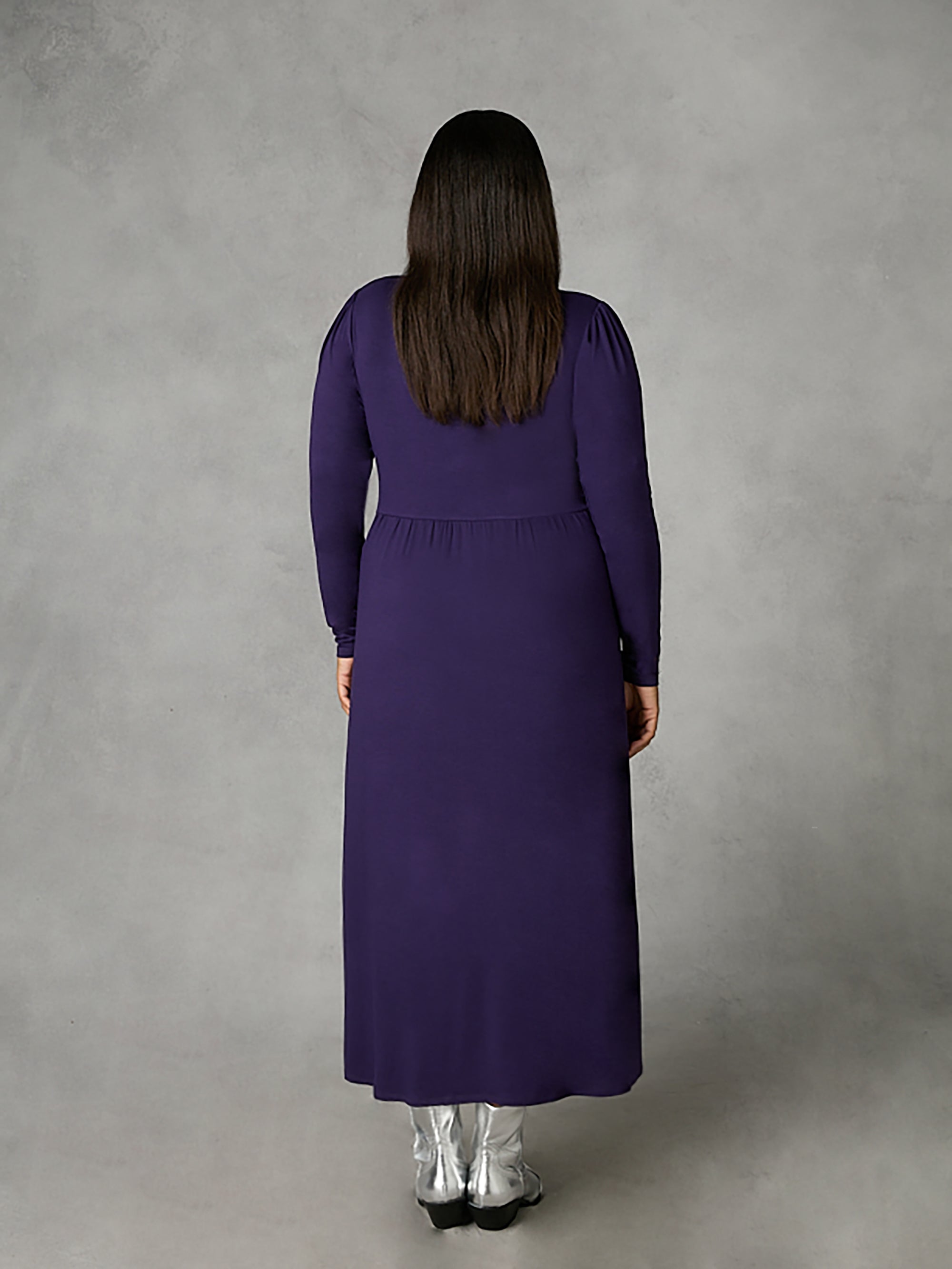 Purple Jersey Relaxed Midi Dress