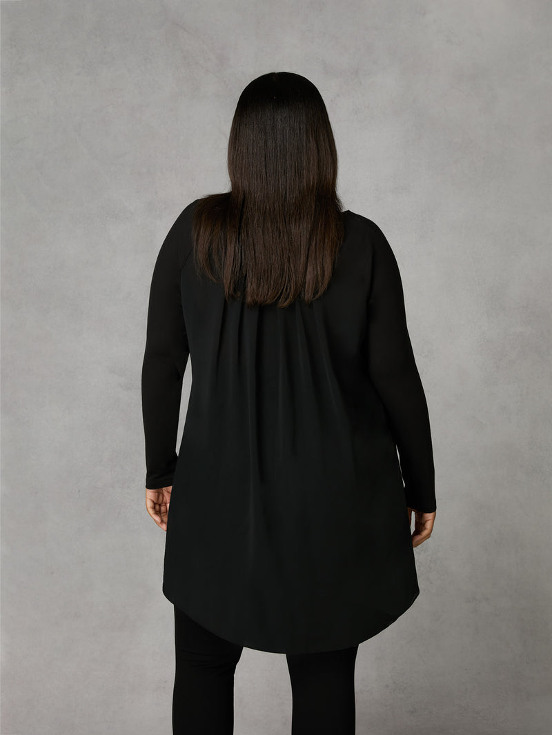 Multi Swirl Print Satin Front High Low Tunic