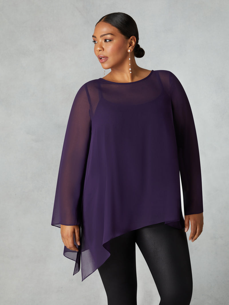 Purple Chiffon Asymmetric Top