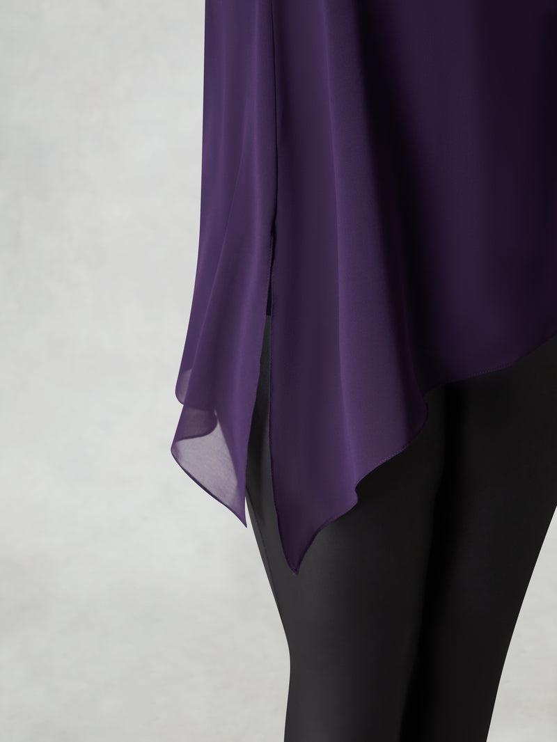 Purple Chiffon Asymmetric Top