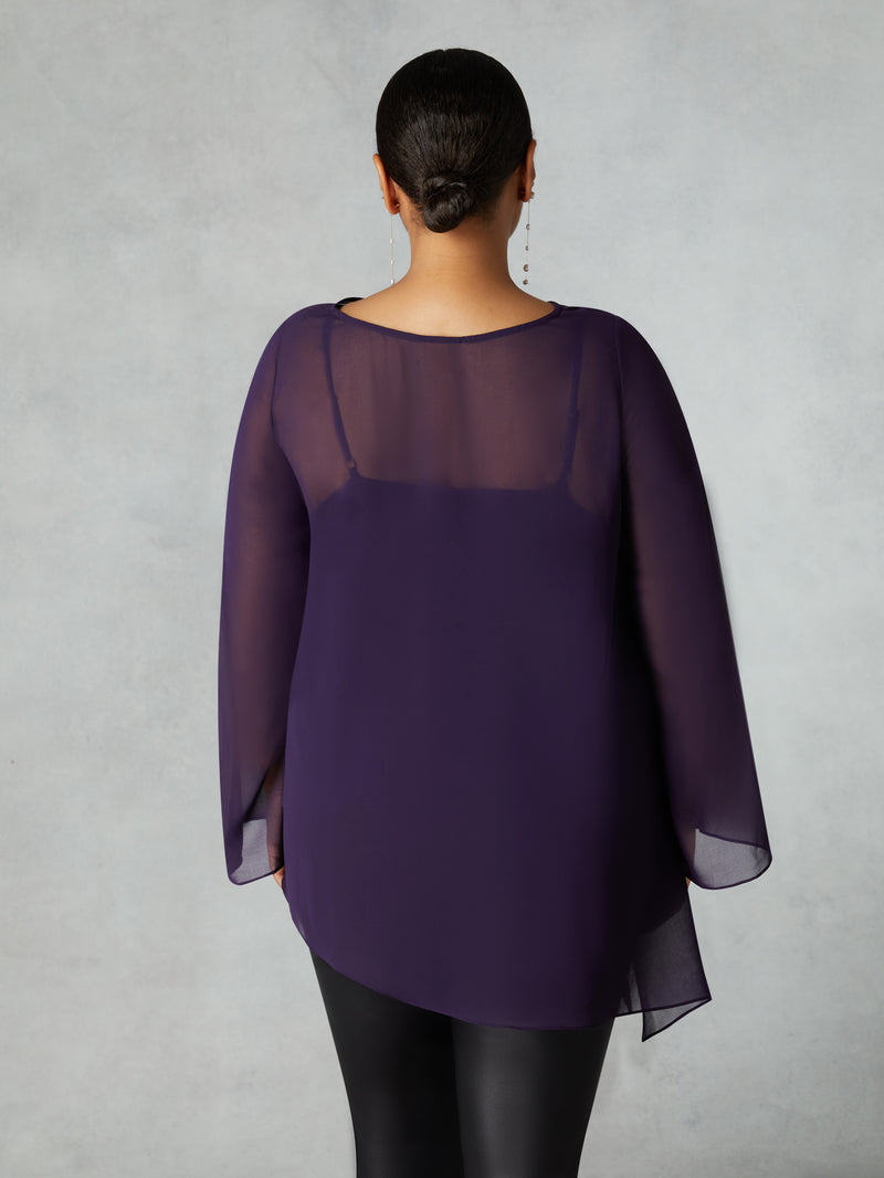 Purple Chiffon Asymmetric Top