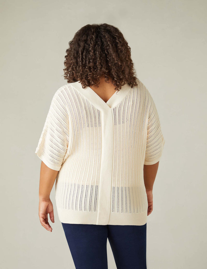 Stone Open Stitch Knitted Kaftan Jumper