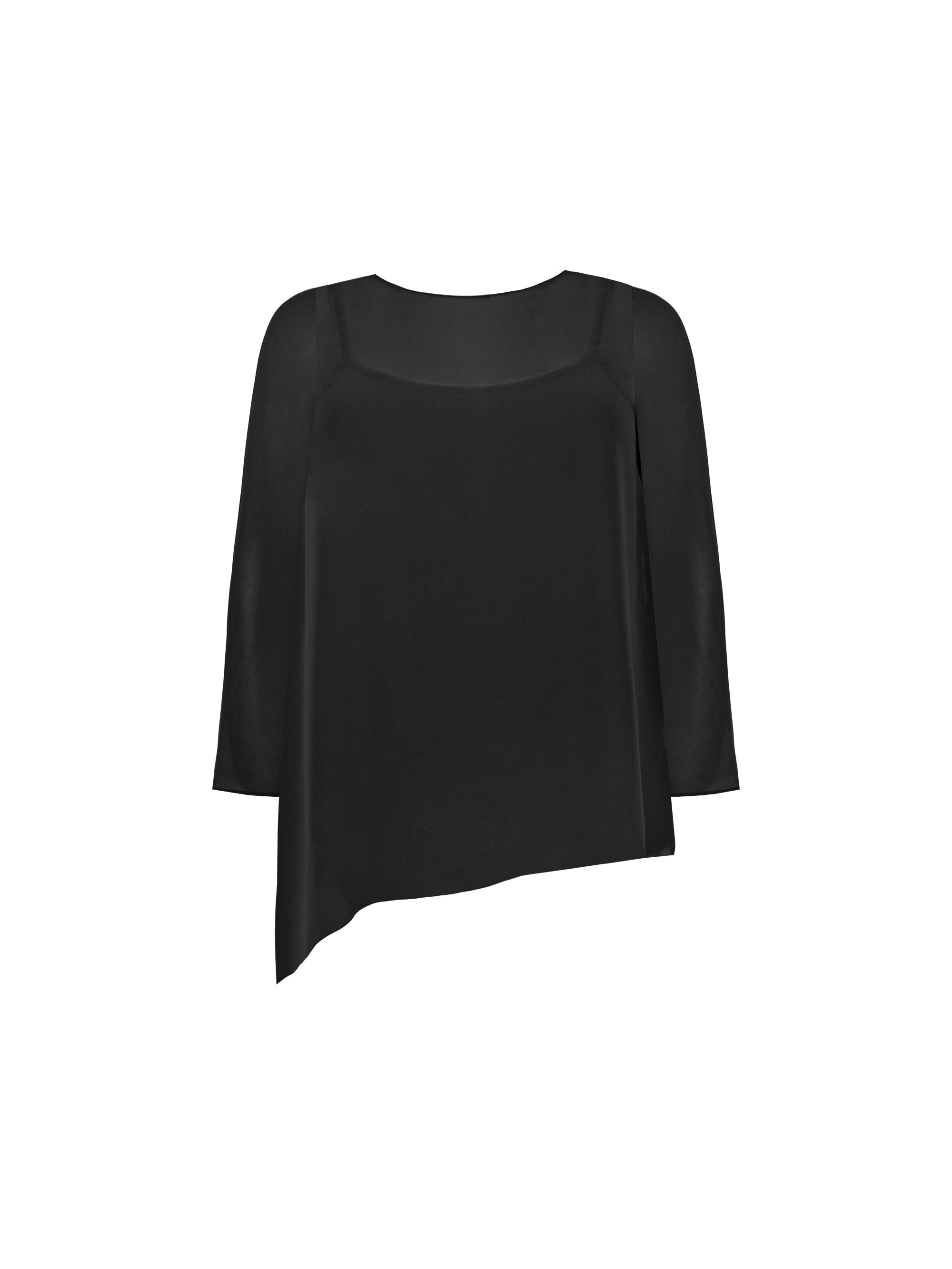 Black Chiffon Asymmetric Top