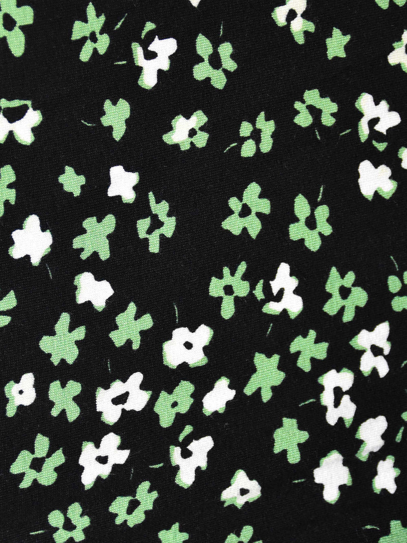 Green Ditsy Print Jersey Notch Front Top