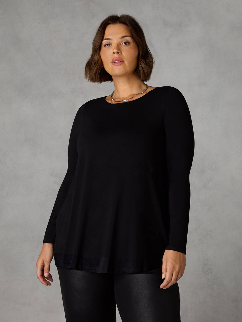 Black Jersey Overlay Tunic