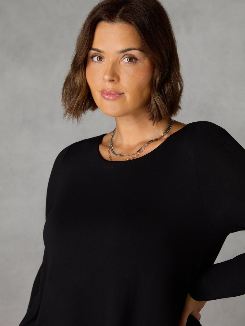 Black Jersey Overlay Tunic