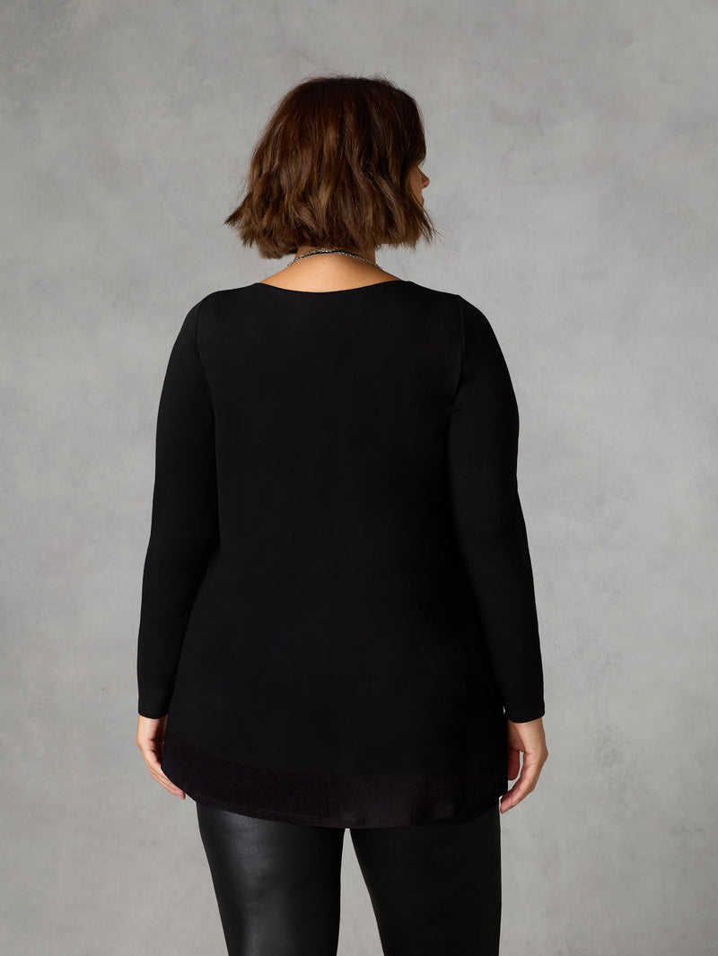Black Jersey Overlay Tunic