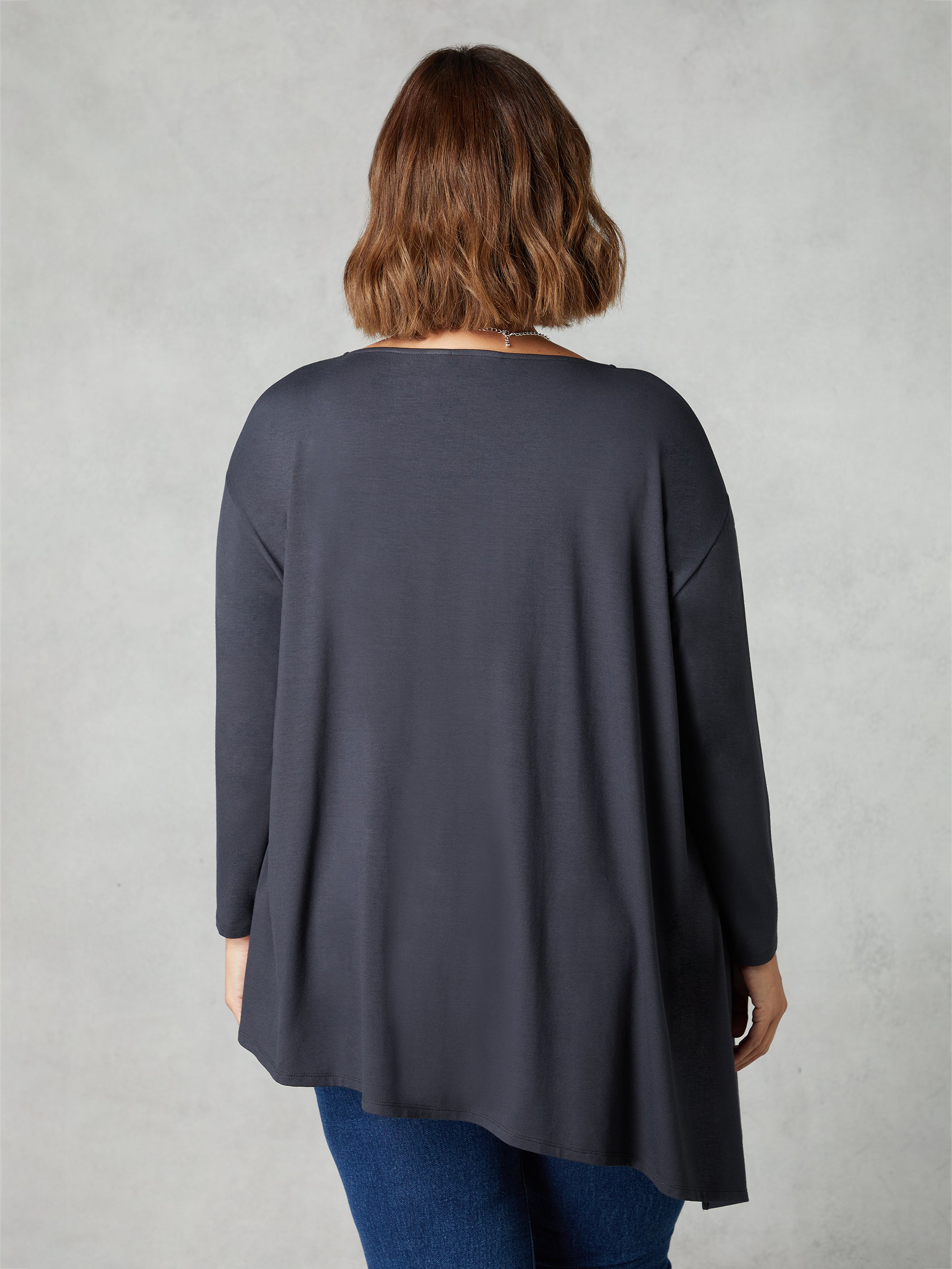 Grey Jersey Asymmetric Hem Top