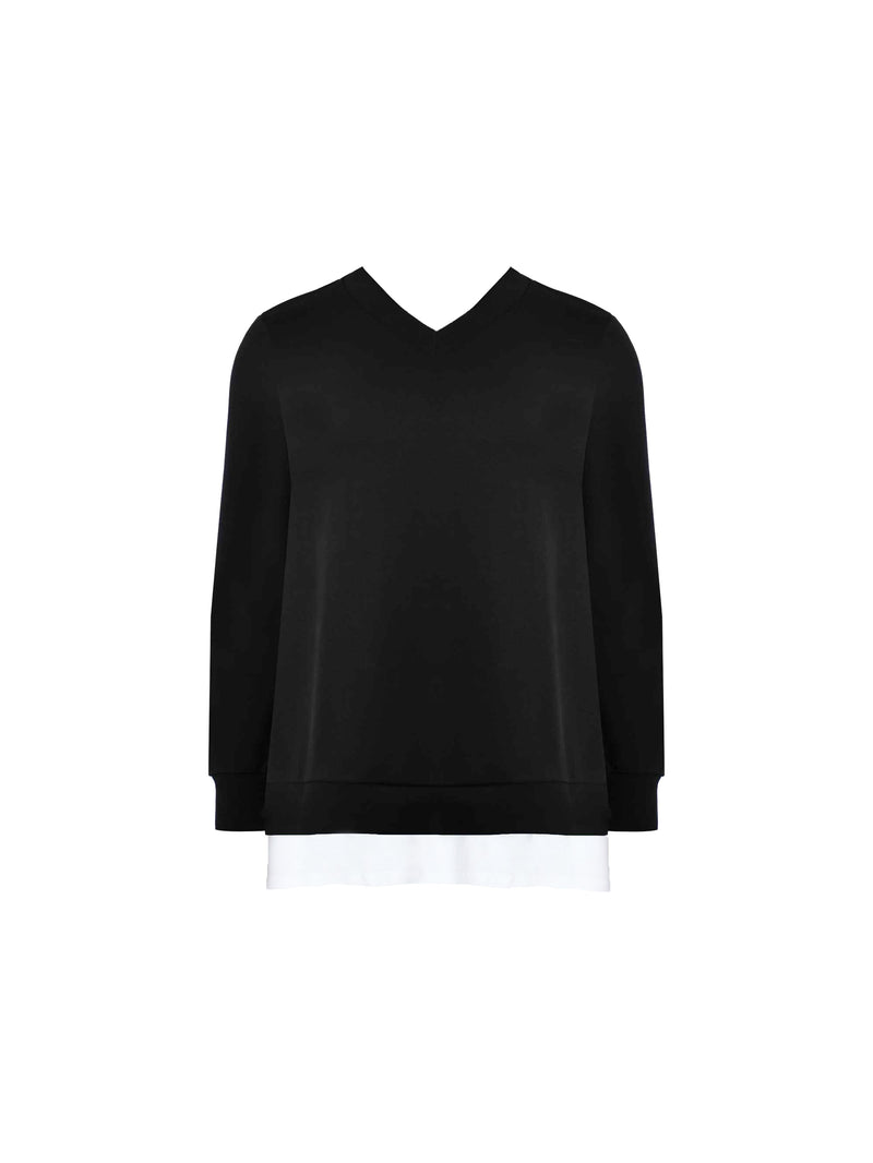 Black Jersey Layered Sweatshirt