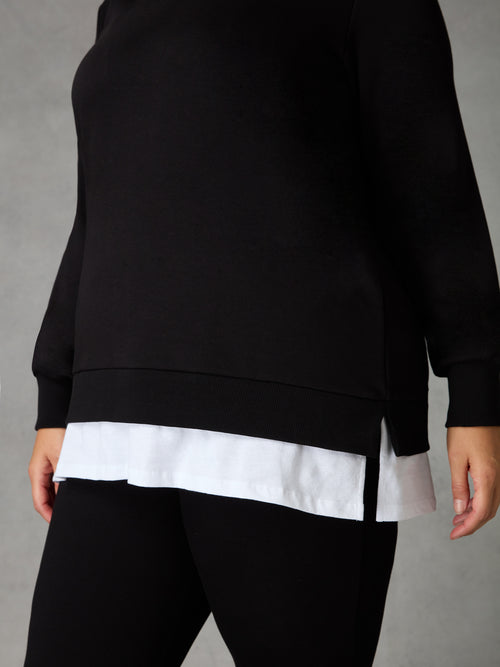 Black Jersey Layered Sweatshirt