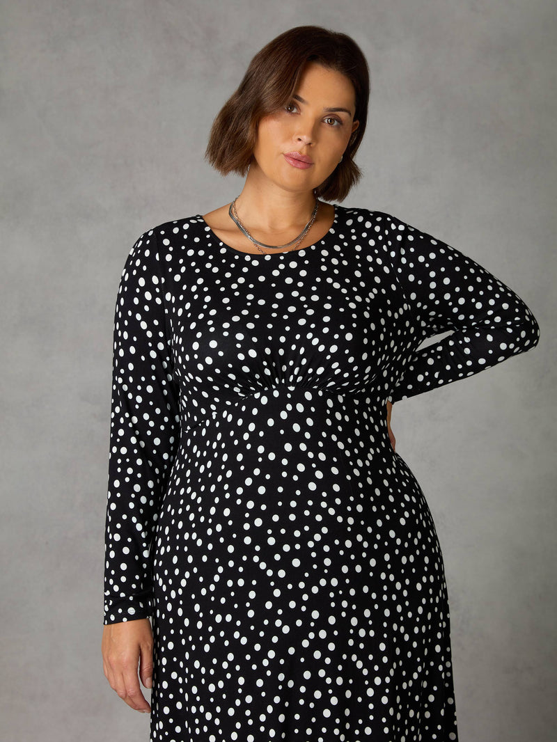 Mono Spot Empire Seam Midi Dress