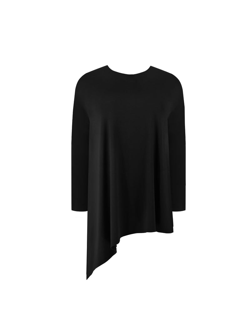 Black Jersey Asymmetric Hem Top