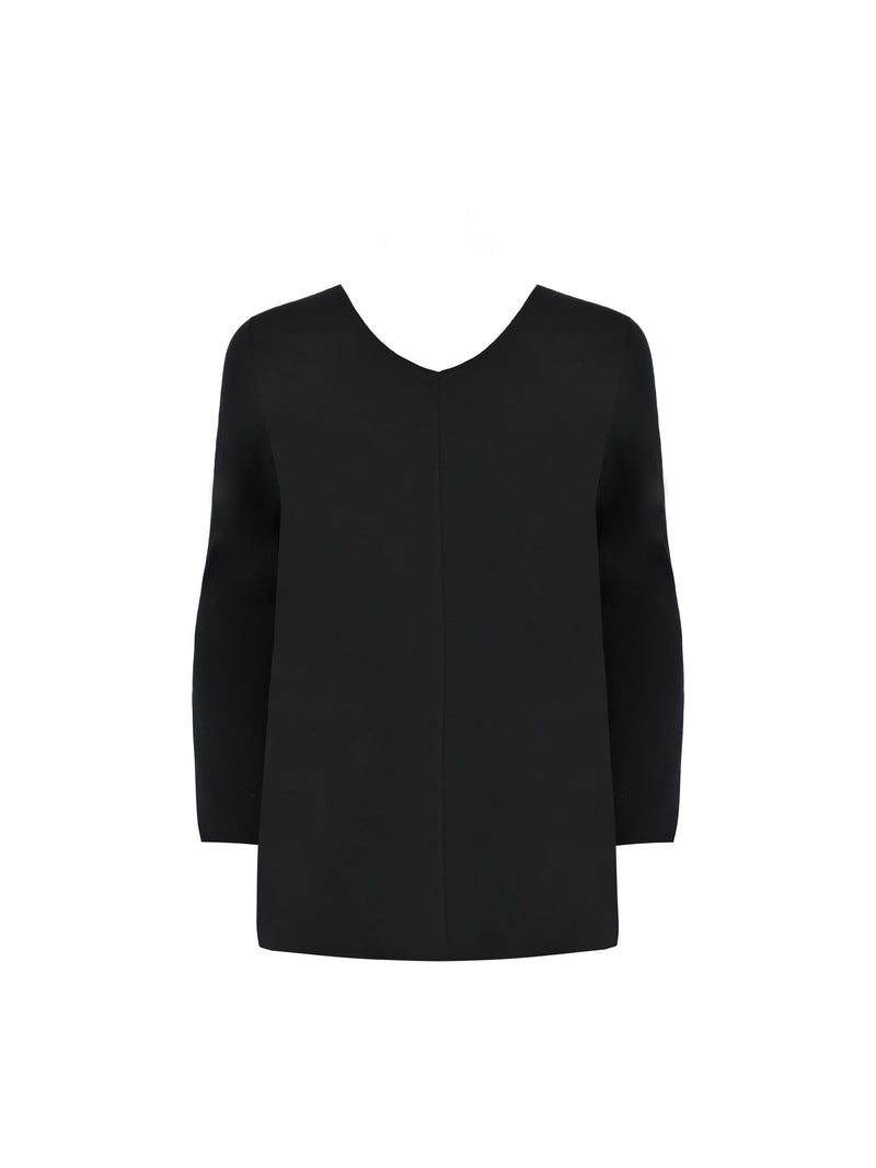 Black Cotton Slub Long Sleeve T-Shirt