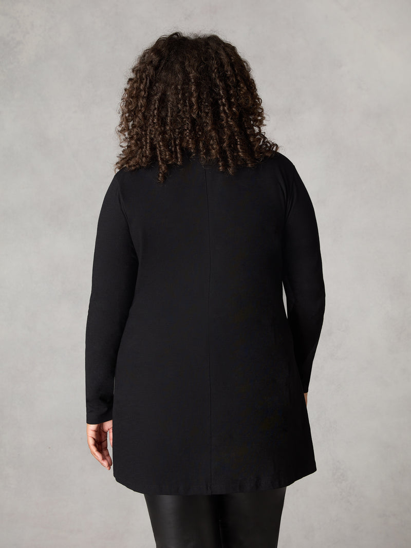 Black Cotton Slub Long Sleeve T-Shirt