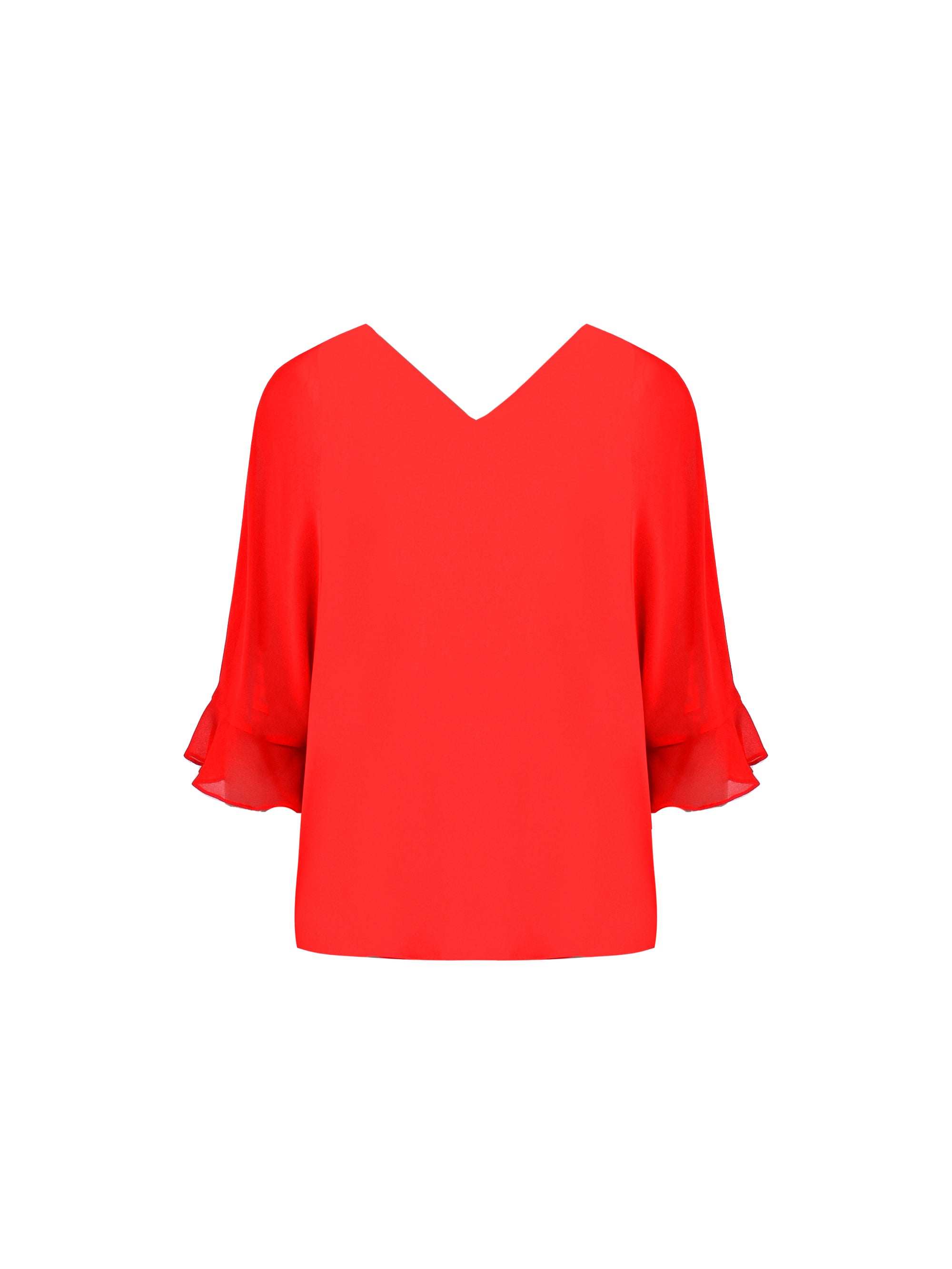 Red Flute Sleeve Overlay Top