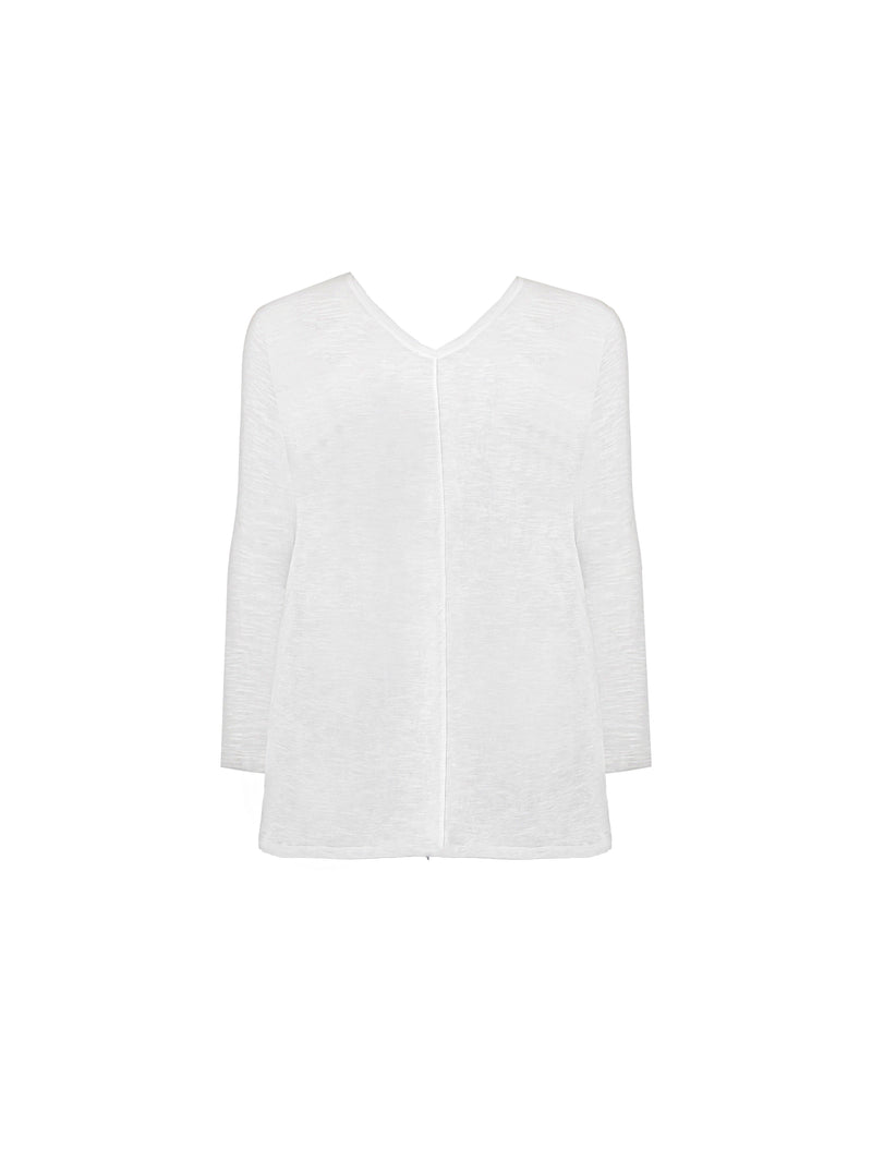 White Cotton Slub Long Sleeve T-Shirt
