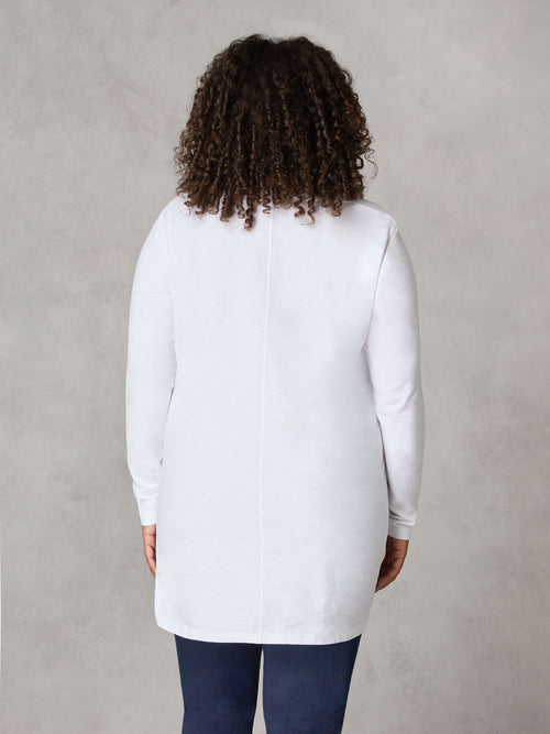 White Cotton Slub Long Sleeve T-Shirt