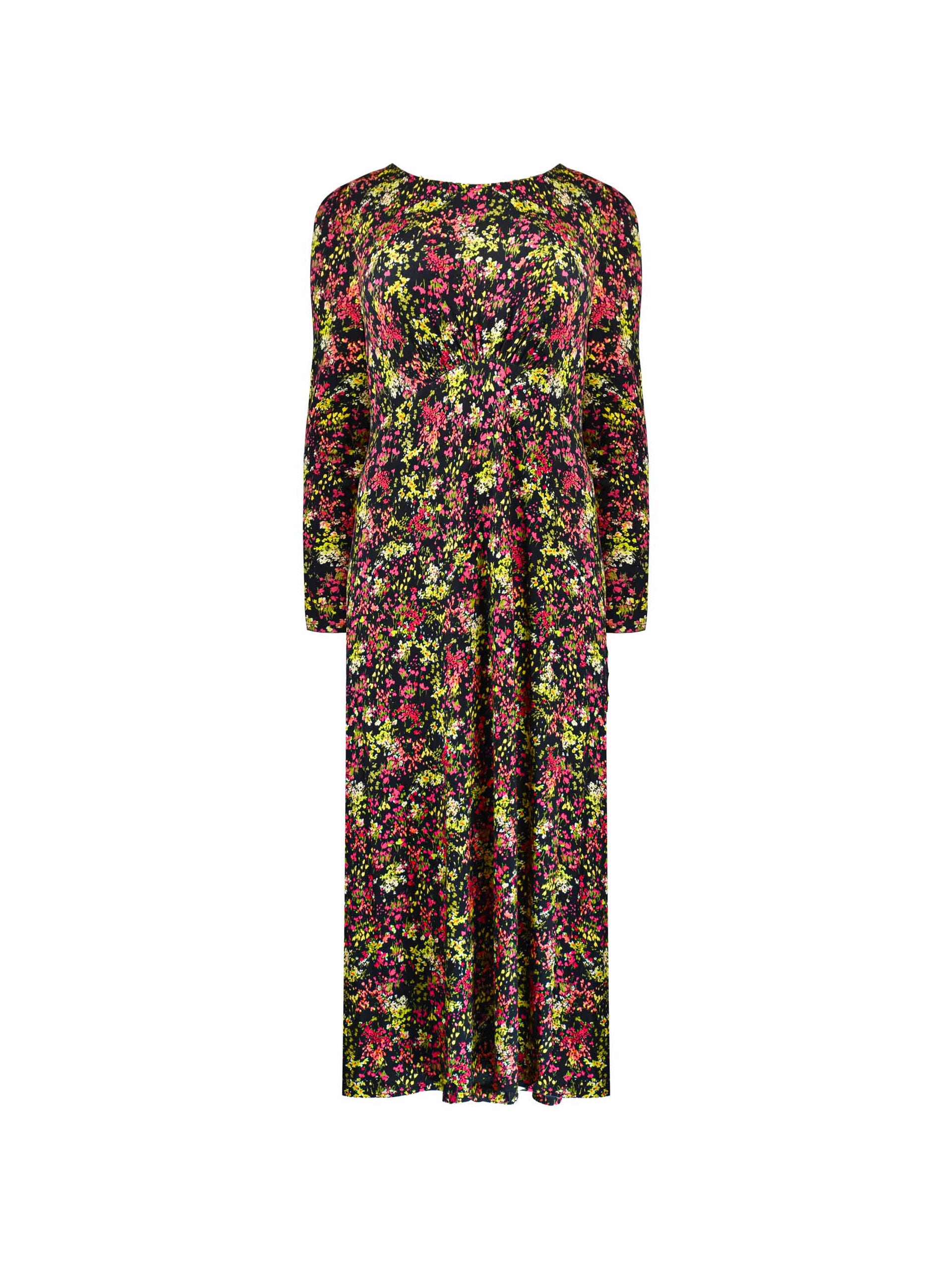 DITSY MIDI DRESS WITH SHIRRING