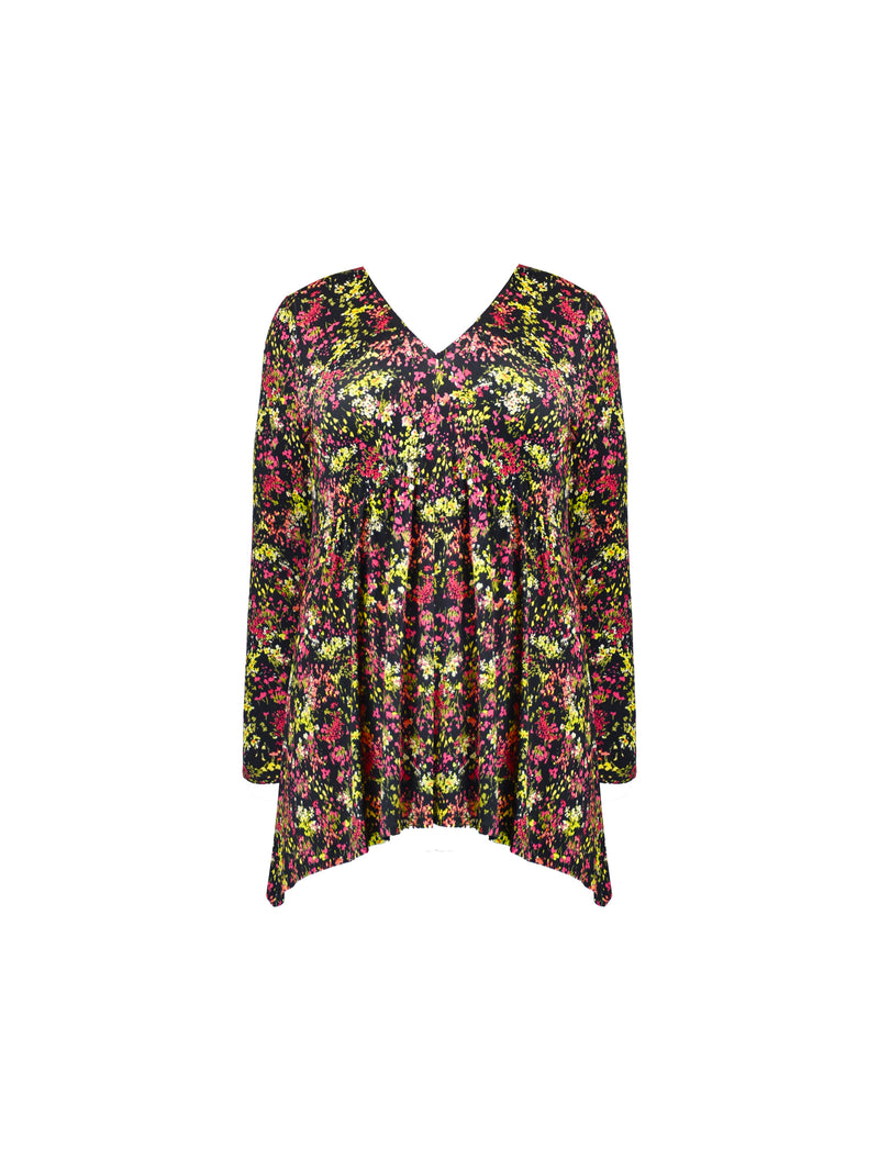 Multi Ditsy Print Jersey Empire Seam Top